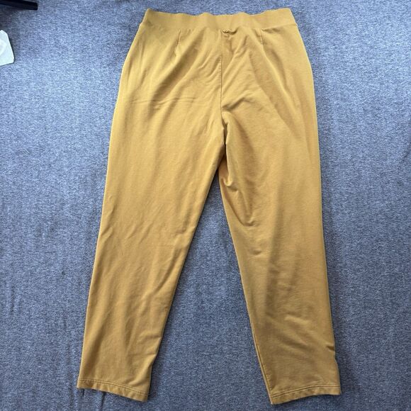 J Jill Affinity French Terry Slim-Leg Stretch Pants Mustard Yellow XL Pockets - Picture 2 of 10